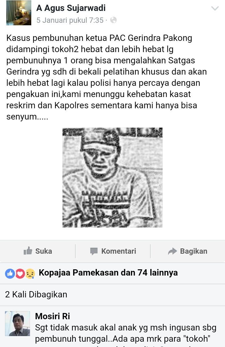 Kasus Pembunuhan Ketua PAC Partai Gerindra Pakong Menuai Kontroveri di Masyarakat.