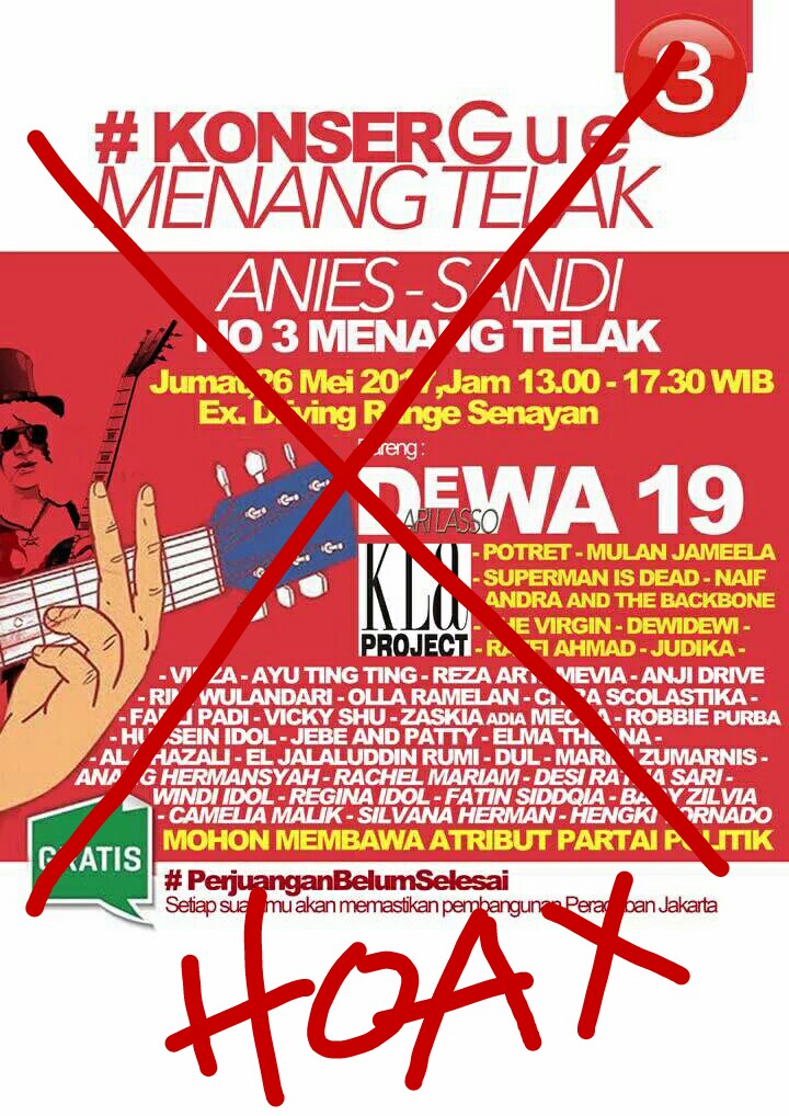 Beredar Poster Konser Menang Telak Anies Sandi, Jubir : Itu Hoax