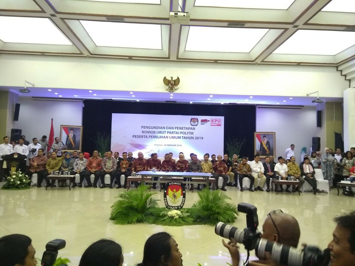 KPU Menetapkan Nomer Urut dari 14 PARPOL Nasional & 4 Parpol Lokal di Aceh Peserta Pilleg 2019
