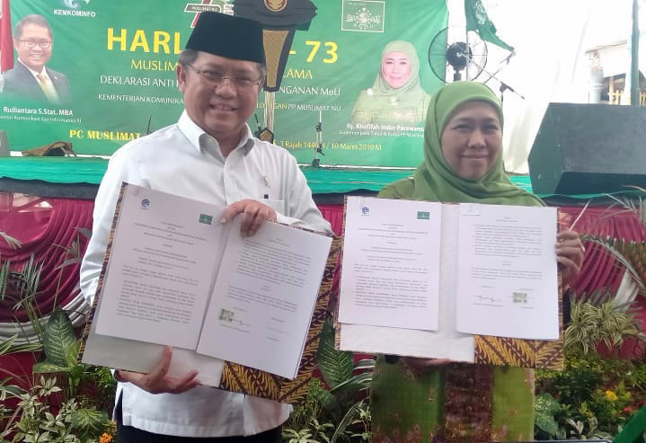Kominfo dan Muslimat NU Tandatangani MoU Berantas Hoaks
