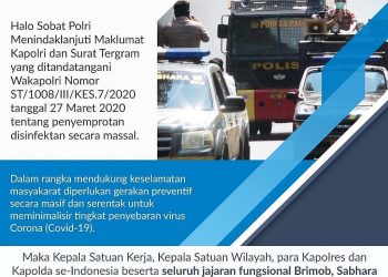 Besok Polri Lakukan Penyemprotan Disinfektan Serentak Se-Indonesia